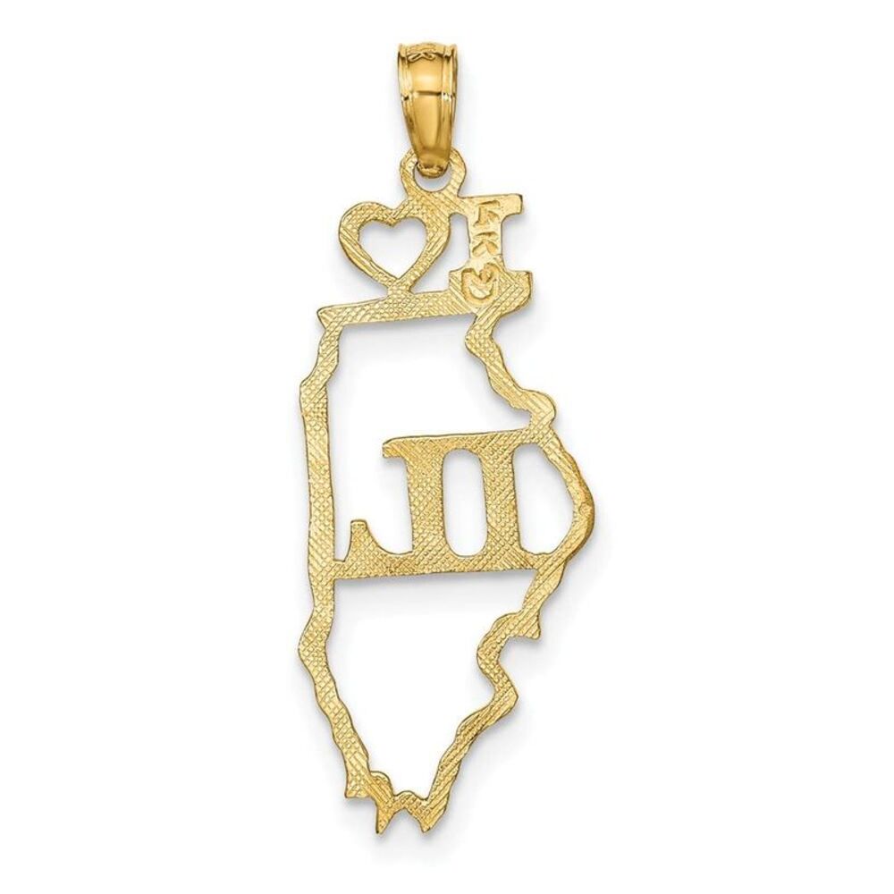 10k Yellow Gold Solid Illinois State Pendant - image 8
